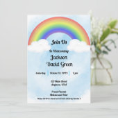 Rainbow Baby (blauw) Uitnodiging voor douchen (Staand voorkant)