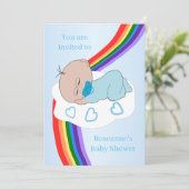 Rainbow Baby Boy Baby Shower Kaart (Staand voorkant)