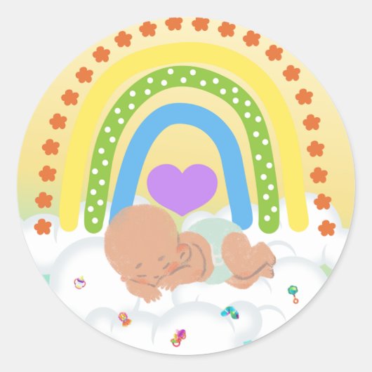 Rainbow Baby Brown Pasgeboren Hart Gele Sticker (Voorkant)