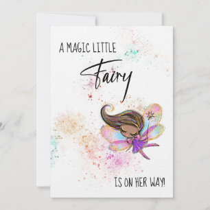 *~* Rainbow Baby Fairy Glitter Shower Invitation Kaart