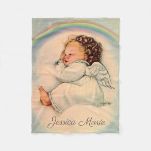 Rainbow Baby Girl Angel Sleeping on Cloud Fleece Deken