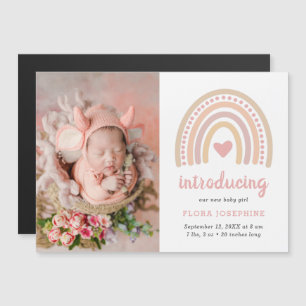 Rainbow Baby Girl Photo Magnet Faire-part de naiss