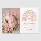 Rainbow Baby Girl Photo Magnet Faire-part de naiss (Devant)