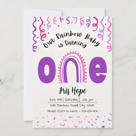 Rainbow Baby Invitation d'anniversaire (Devant)
