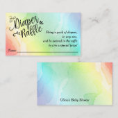 Rainbow Baby Luier Raffle Ticket, Zwart Script Informatiekaartje (Voorkant / Achterkant)