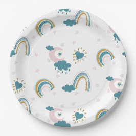 Rainbow Baby Pastelpatroon – grillige kwekerij Papieren Bordje