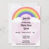Rainbow Baby (Roze) Douche Uitnodiging (Voorkant)