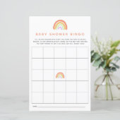 Rainbow Baby shower Bingo Game Cute Peach (Staand voorkant)