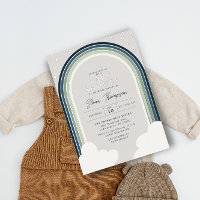 Rainbow Baby shower Blue Green Boy Silver