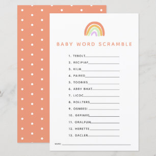 Rainbow Baby shower Game Word Scramble