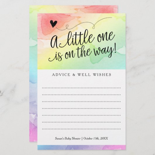 Rainbow-Baby shower, Genderneutraal advies verlamt (Voorkant / Achterkant)