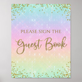 Rainbow Baby shower Guest Book Table Sign Poster