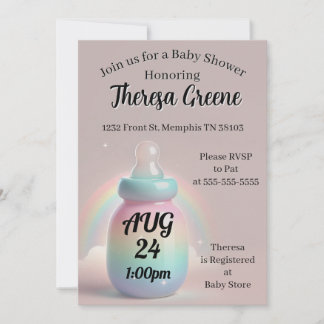 Rainbow Baby shower Invitation Kaart