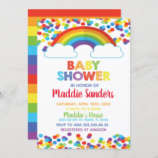 Rainbow Baby shower Invitation Kaart