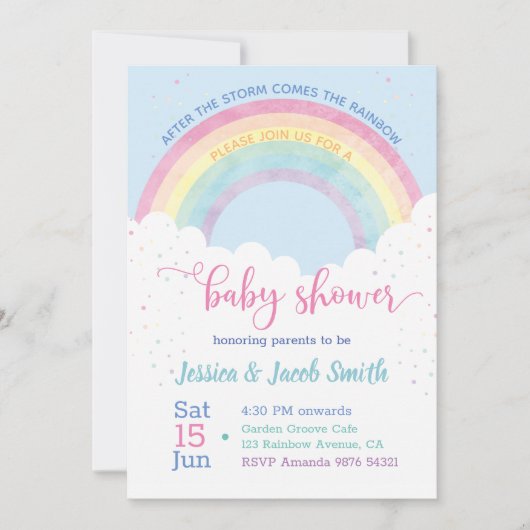 Rainbow Baby shower Invitation Kaart (Voorkant)