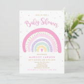 Rainbow Baby shower Invitation Pastel Rainbow (Debout devant)