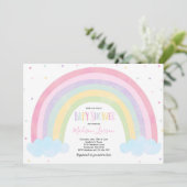 Rainbow Baby shower Invitation Pastel Rainbow Baby (Debout devant)