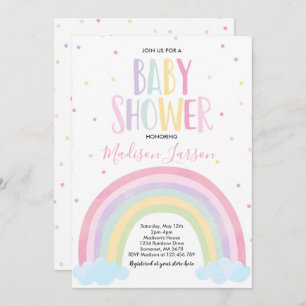 Rainbow Baby shower Invitation Pastel Rainbow Baby Kaart