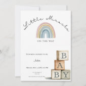 Rainbow Baby Shower Invite Boho Neutral Feestdagenkaart (Voorkant)