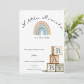 Rainbow Baby Shower Invite Boho Neutral Feestdagenkaart (Staand voorkant)