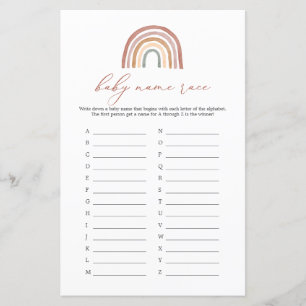 Rainbow Baby shower Name Race Game