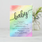 Rainbow Baby shower Script Baby Kaart (Staand voorkant)