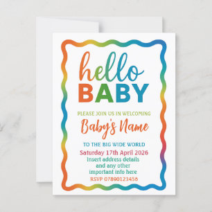 Rainbow baby shower uitnodiging gepersonaliseerde