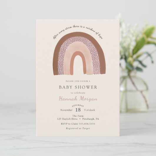 Rainbow Baby shower-uitnodiging Kaart (Staand voorkant)