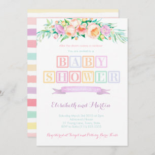 Rainbow-baby shower-uitnodigingskaarten, pastelkle kaart