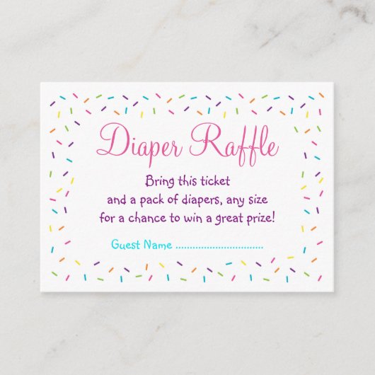 Rainbow Baby Sprinkle Luier Raffle Tickets Informatiekaartje (Voorkant)
