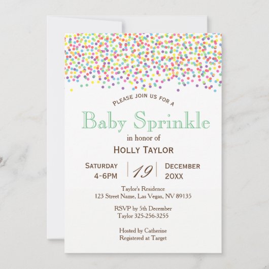 Rainbow Baby Sprinkle Uitnodiging (Voorkant)