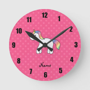 Rainbow baby unicorn pink polka stippen ronde klok