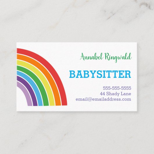 Rainbow Babysitter Childcare Provider  Visitekaartje (Voorkant)