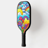 Rainbow backgrounds pickleball paddle (Links)