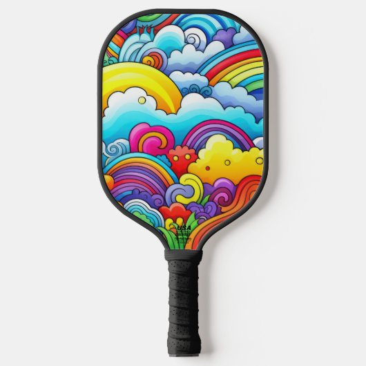 Rainbow backgrounds pickleball paddle (Voorkant)
