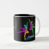 Rainbow Ballerinas Dancing Personalized Tweekleurige Koffiemok (Voorkant rechts)