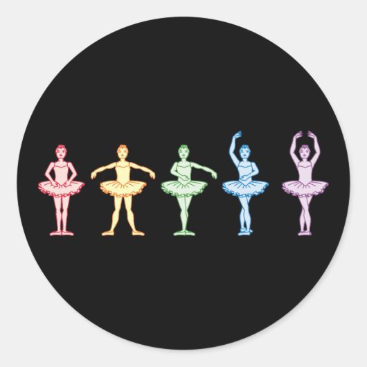 Rainbow Ballerinas Ronde Sticker (Voorkant)