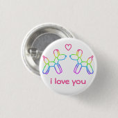 Rainbow Ballon Dogs Button "I Love You" (Voorkant /achterkant)