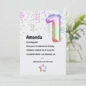 Rainbow Balloon 1er Noël Invitation d'anniversaire (Debout devant)