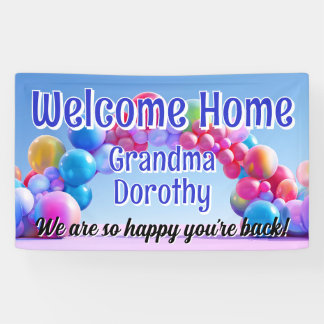 Rainbow Balloon Arch Custom Welkom Home Sign Spandoek