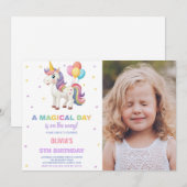 Rainbow Balloon Unicorn Anniversaire Invitations p (Devant / Derrière)