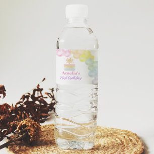 Rainbow Balloon Waterfles Label Verjaardagsfeestje Etiket