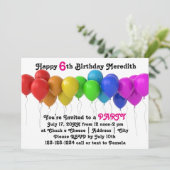 Rainbow Balloons Anniversaire Invitation rose (Debout devant)