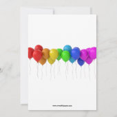 Rainbow Balloons Anniversaire Invitation rose (Dos)