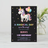 Rainbow Balloons Unicorn Invitations d'anniversair (Debout devant)