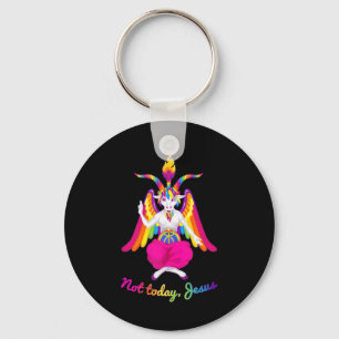 Rainbow Baphomet not Today Jesus Kawaii Hail Satan Sleutelhanger