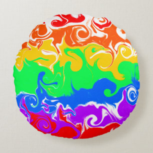 Rainbow Basic Colours Fluid Art Rond Kussen