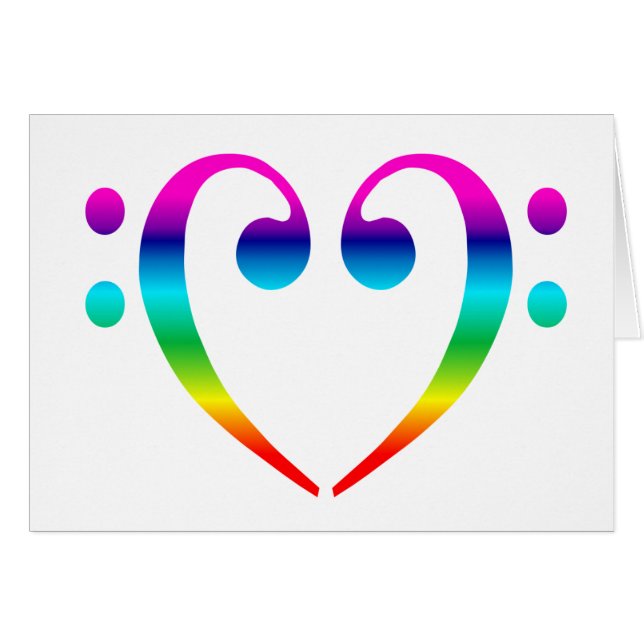 Rainbow Bass Clef Heart (Voorkant Horizontaal)