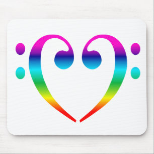 Rainbow Bass Clef Heart Muismat