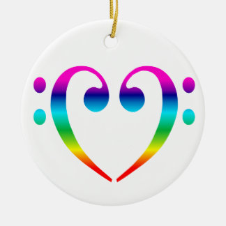 Rainbow Bass Clef Heart Ornament
